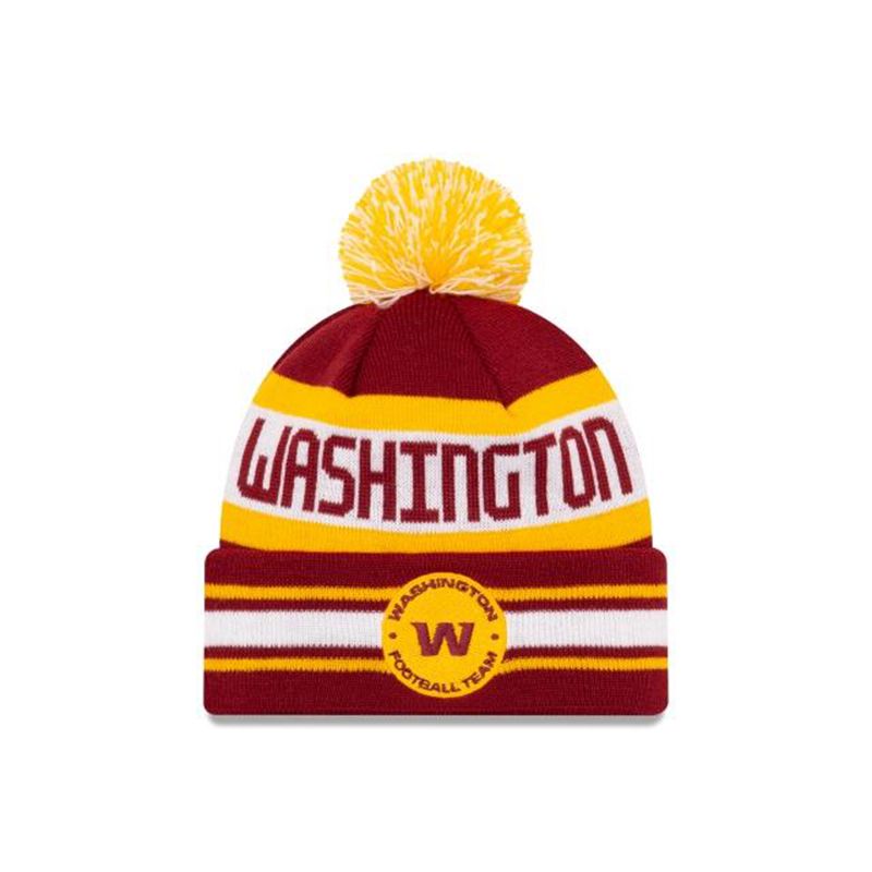 NFL Washington Football Team Striped Pom Knit (OKC6669) - Red New Era Beanies